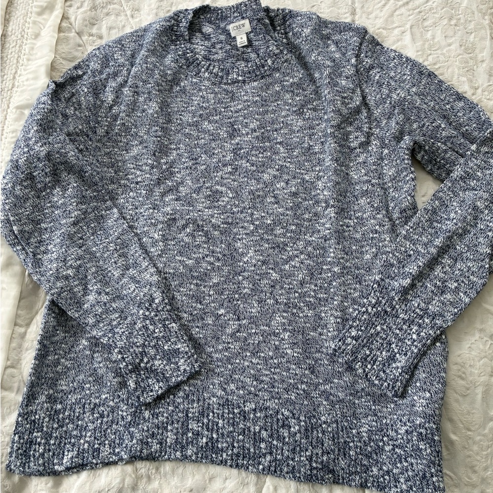 J. Crew Women's Heathered Blue Crewneck Sweater